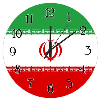 Middle East Countries Wooden Wall Clock Middle East Countries Flag Retro Art Clocks National Flag Country Souvenir Wood Clock Silent Battery Operated Round Clock for Laundry Room 10inch