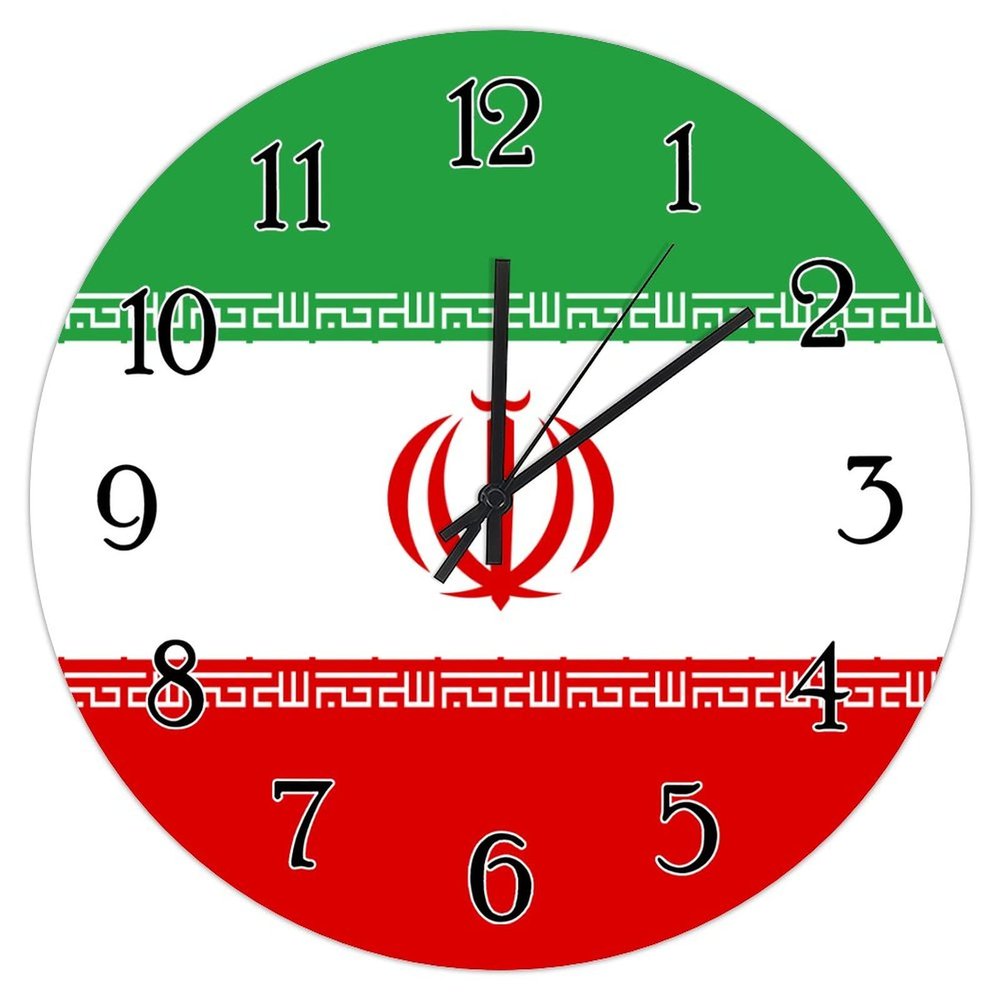 Middle East Countries Wooden Wall Clock Middle East Countries Flag Retro Art Clocks National Flag Country Souvenir Wood Clock Silent Battery Operated Round Clock for Laundry Room 10inch