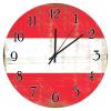 Austria Wooden Wall Clock Austria Flag Tuscan Country Style Wooden Clocks National Flag Country Souvenir Clock Battery Operated Silent Round Clock for Dinning Living Room 15inch view 1
