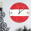 Austria Wooden Wall Clock Austria Flag Tuscan Country Style Wooden Clocks National Flag Country Souvenir Clock Battery Operated Silent Round Clock for Dinning Living Room 15inch view 3