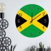 Jamaica Country Souvenir Hanging Wall Clock Jamaica Flag Wall Clock Battery Operated Silent 12inch Round Wall Clock Farmhouse National Flag Wood Clocks for Home Office School Housewarming Gift view 3