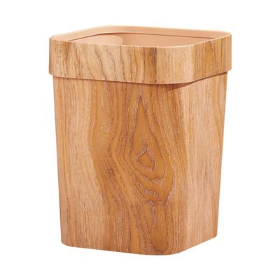 Cabilock Plastic Garbage Bucket Basket Trash Cans Kitchen Trash Cans Wood Grain Waste Container Bathroom Toilet Paper Bucket Wastebasket Bathroom Waste Kitchen
