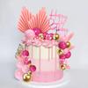 29 PCS Flower Boho Cake Topper Balls Cake Decorations with Hot Pink and Gold Balls Palm Leaves Artificial Plants for Wedding Birthday Themed Supplies (Hot Pink) view 4