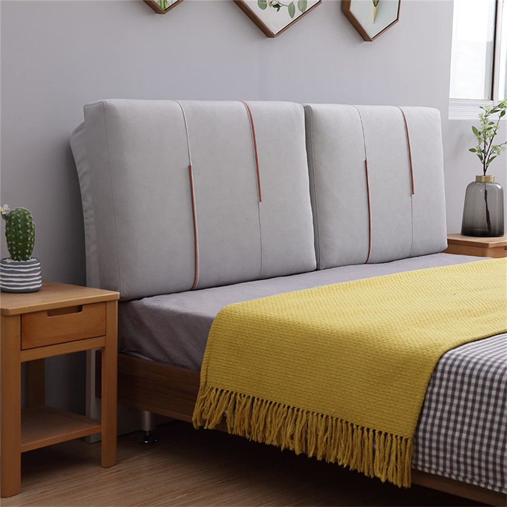 Headboard Cushion Back Upholstered Wedge Pillow Positioning Support Pillow Bolster Lumbar Pillow for Twin Queen King Day Bed Bunk Bed Rest Cushion Pillow,B,with headboard 47.2"/120cm