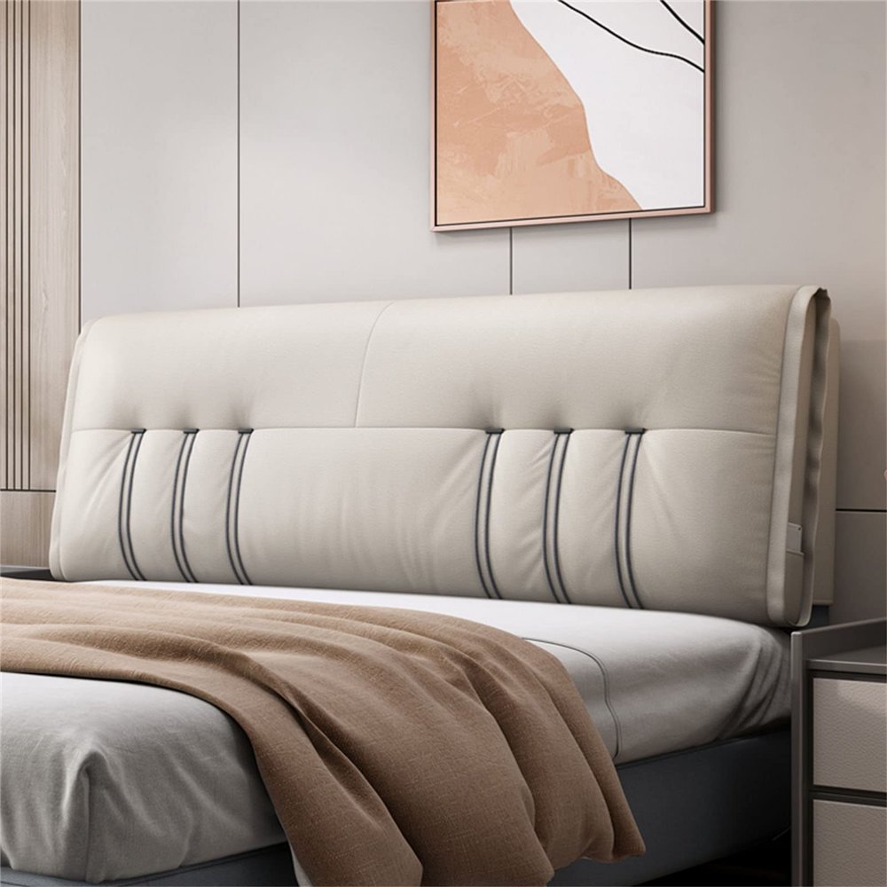 Backrest Pillow King Size Headboard Cushion Reading Pillow Bedside Cushion Upholstered Lumbar Pad Removable Cover for Tatami Bedroom Daybed Bed Bench,B,No headboard 47.2"/120cm