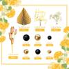 29 PCS Flower Boho Cake Topper Balls Cake Decorations with Black and Golden Balls Palm Leaves Artificial Plants for Wedding Birthday (Black Gold) view 2