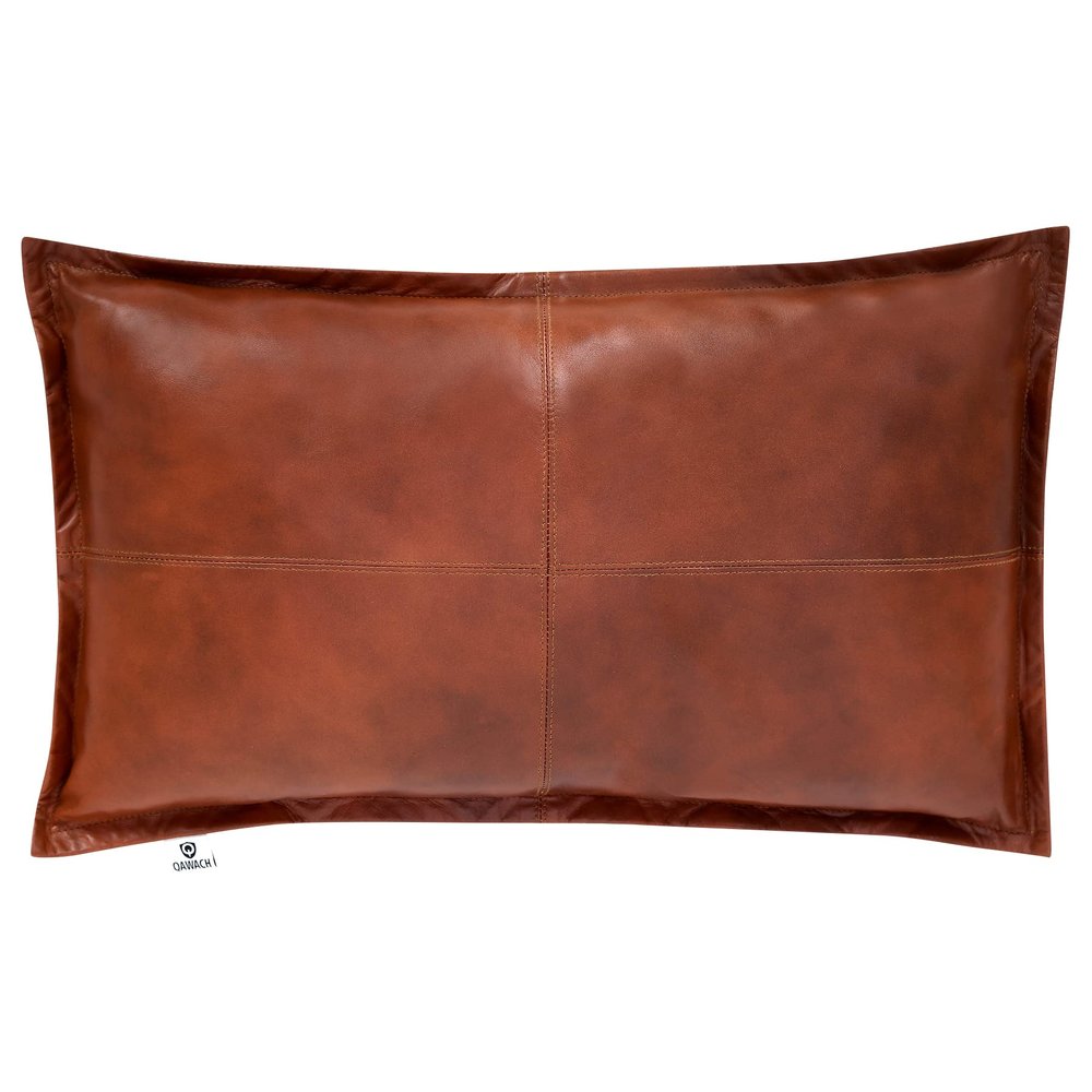 QAWACH Lambskin Leather Rectangle Pillow Cover - Sofa Cushion Case - Decorative Throw Covers for Living Room & Bedroom (12X20 Inch, Tan Antique Box Pack of 1)
