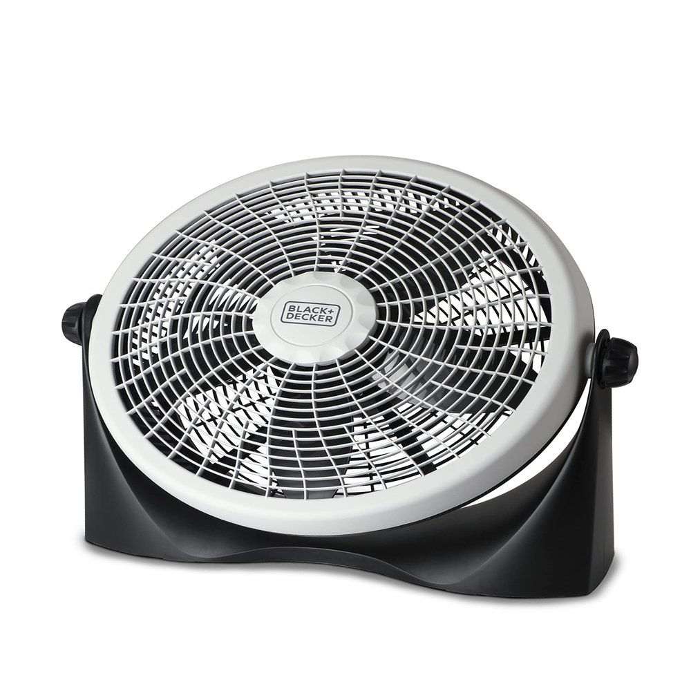 BLACK+DECKER High Velocity Floor Fan, 15.6" Diameter Freestanding Fan, 5 Plastic Blades, 3-Speeds, 90-Degree Tilt Adjustment, For Use In Bedroom, Home or Office, 5.5 lbs., Gray/Black, BFF16B