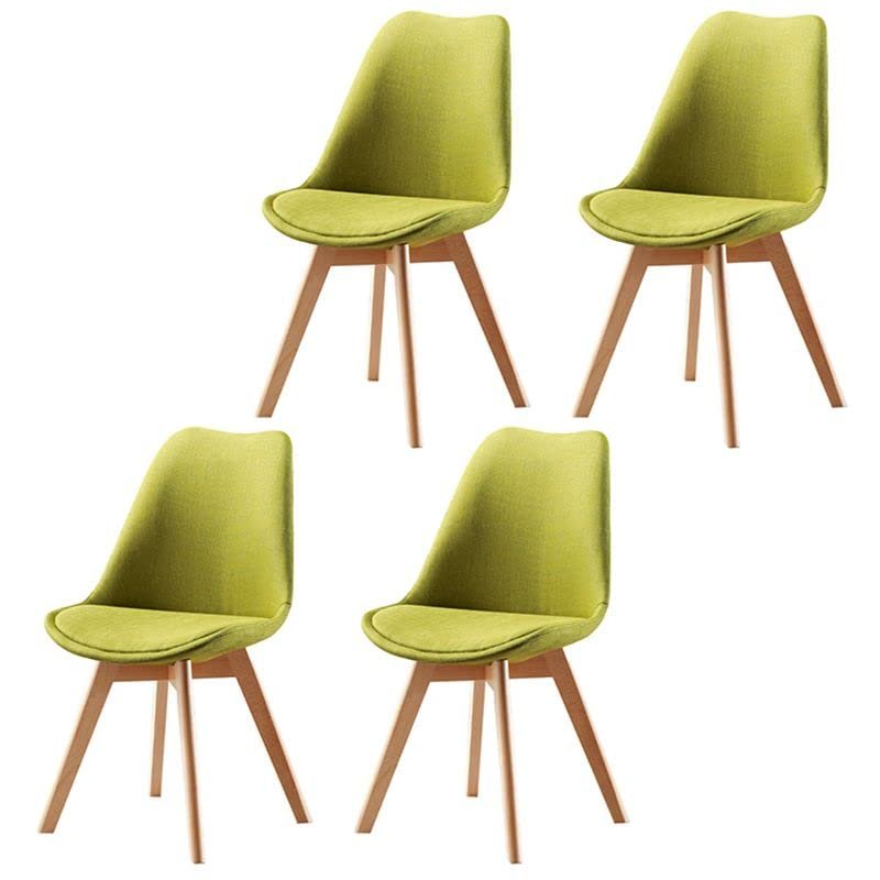 CraftThink Modern Dining Chairs, Upholstered Home Side Chair Conference Room Side Chair Dining Chair Armless Metal Wood Color Leg Chair for Milk Tea Shop Kitchen Dining Room (Pea Green, 4 Pieces)