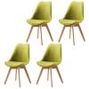 CraftThink Modern Dining Chairs, Upholstered Home Side Chair Conference Room Side Chair Dining Chair Armless Metal Wood Color Leg Chair for Milk Tea Shop Kitchen Dining Room (Pea Green, 4 Pieces) view 1