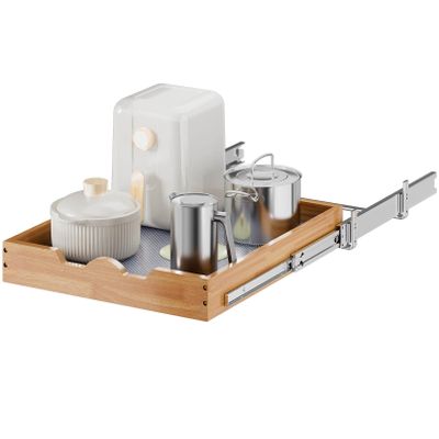 OCG Pull Out Cabinet Organizer 20"W x 21"D, Slide Out Wood Drawer Shelf, Pull Out Shelves for Base Cabinet Organization in Kitchen, Pantry, Bathroom
