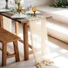 DCQRY Beige Cheesecloth Table Runner 35x157inch Rustic Vintage Gauze Table Runner Boho Tablecloth Wedding Table Runner for Romantic Wedding Shower Holiday Birthday Party view 2