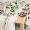 DCQRY Beige Cheesecloth Table Runner 35x157inch Rustic Vintage Gauze Table Runner Boho Tablecloth Wedding Table Runner for Romantic Wedding Shower Holiday Birthday Party view 3