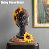 African Art Bust Statue, Home Decor African Sunflower Girl Figurines, Home Decor Resin Black African American Bust Sculpture, Suitable For Living Room, Room, Desktop, Bookcase, Wooden Shelf Decor view 3
