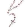 Mondo Cattolico Rosary Beads catholic for Women and Men from Vatican Sacred Heart of Jesus Rosary in Silver Color Beads Decorated with Pink Flowers - Perfect Catholic gifts (Pink) view 2