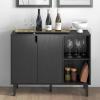 Panana Kitchen Buffet Cabinet Storage Sideboard with 2 Doors 2 Shelves, 41.8" L x 15" W x 32.5" H (Black) view 2