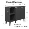 Panana Kitchen Buffet Cabinet Storage Sideboard with 2 Doors 2 Shelves, 41.8" L x 15" W x 32.5" H (Black) view 3