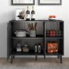 Panana Kitchen Buffet Cabinet Storage Sideboard with 2 Doors 2 Shelves, 41.8" L x 15" W x 32.5" H (Black) view 4