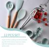 12pcs Cooking Utensils Set, Silicone Cooking Utensils Set Light Blue Non Stick Kitchen Utensil with Wooden Handle Silicone Kitchenware view 2