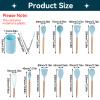 12pcs Cooking Utensils Set, Silicone Cooking Utensils Set Light Blue Non Stick Kitchen Utensil with Wooden Handle Silicone Kitchenware view 4