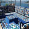 Arabic Sofa, Moroccan Sofa, Modular Cushion, Blue Garden Sofa Set, Bench Pillow Set, Corner Sofa Set, Bohemian Furniture, Floor Cushion Set (U Sofa + Rug + Ottoman) view 4