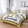4 Piece Full Duvet Cover Set Summer Gnome Daisy with Bumble Bees Breathable Comforter Covers Ultra Soft Bed Sheet with Decoretive 2 Pillow Shams Bedding Collection Sets Yellow Plaid Positive Text view 1