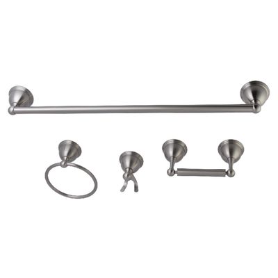 Kingston Brass BAK3961478SN Restoration 4-Piece 24-Inch Towel Bar Bathroom Accessory Set in Brushed Nickel