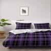 4 Piece California King Duvet Cover Set Halloween Purple Buffalo Plaid Geometric Breathable Comforter Covers Ultra Soft Bed Sheet with 2 Pillow Shams Bedding Collection Sets Black Thin Line Lattice view 2