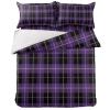 4 Piece California King Duvet Cover Set Halloween Purple Buffalo Plaid Geometric Breathable Comforter Covers Ultra Soft Bed Sheet with 2 Pillow Shams Bedding Collection Sets Black Thin Line Lattice view 3
