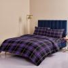 4 Piece California King Duvet Cover Set Halloween Purple Buffalo Plaid Geometric Breathable Comforter Covers Ultra Soft Bed Sheet with 2 Pillow Shams Bedding Collection Sets Black Thin Line Lattice view 4