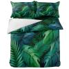 4 Piece Queen Duvet Cover Set Turtle Leaf Tropical Green Plants Summer Breathable Comforter Covers Ultra Soft Bed Sheet with 2 Pillow Shams Bedding Collection Sets Watercolor Foliage Jungle view 3