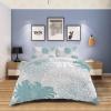 4 Piece California King Duvet Cover Set Spring Abstract Teal White Flowers Breathable Comforter Covers Ultra Soft Bed Sheet with 2 Pillow Shams Bedding Collection Sets Watercolor Floral Pattern view 4