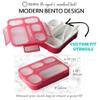 Bundle of Bento-Box Lunch-box Containers for Kids with 6 compartments (Pink) + 2x Small Bento Lunch Box for Kids view 3