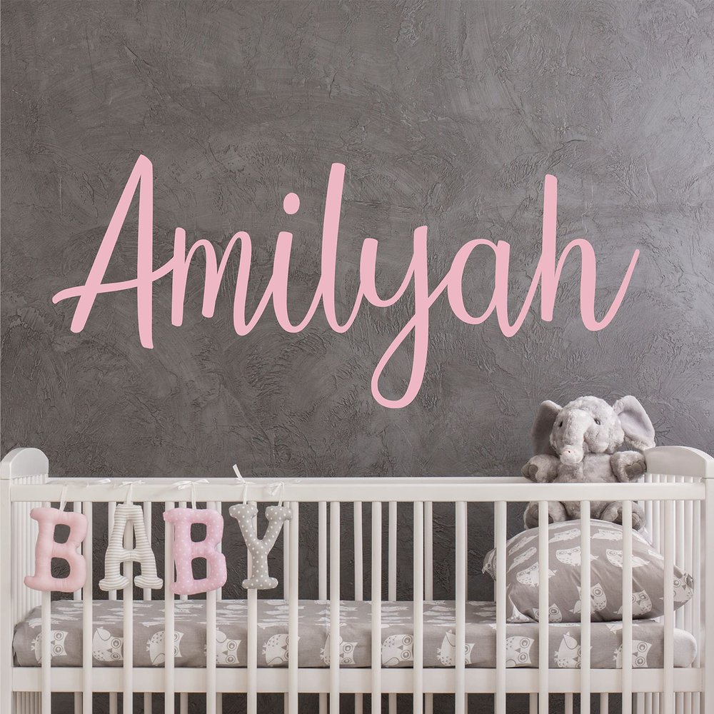 Name Wall Decal Sticker Custom Name Wall Decal Girls Room Boys Room - Personalized Name Wall Decal Nursery Decal - Baby Monogram Vinyl Wall Art (18" Wide x 8" high)