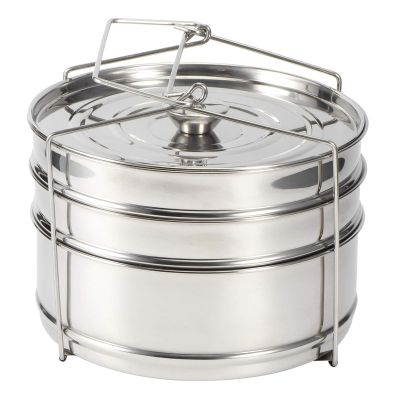 Estink Stackable 3 Tier Stainless Steel Steamer Pot Set, Silver