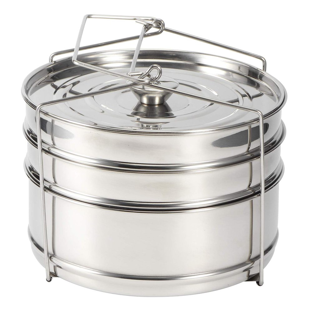 Estink Stackable 3 Tier Stainless Steel Steamer Pot Set, Silver