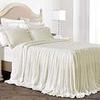 Dainty Homes : Single Ruffle 3 Piece Set Bed Spread Shabby Chic Farmhouse Style 100% Egyptian Cotton 600 TC 25" Drop Full XL-Solid Ivory view 1