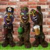 18" Friki-Tiki Full Body Totum Pole Statue with Margarita Party Drink and Slapping His Knee view 3