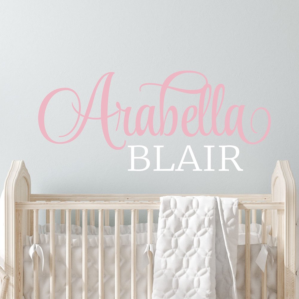 Name Wall Decal Sticker Custom Name Wall Decal Girls Room Boys Room (343) - Personalized Name Wall Decal Nursery Decal - Baby Monogram Vinyl Wall Art (42" Wide x 18" high)