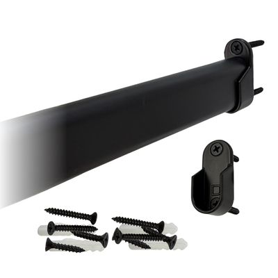 36" Oval Closet Rod Kit | Black | Screw-On End Brackets & Hardware | Heavy-Gauge Steel | 1 Kit | Desunia