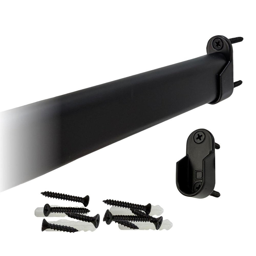 36" Oval Closet Rod Kit | Black | Screw-On End Brackets & Hardware | Heavy-Gauge Steel | 1 Kit | Desunia