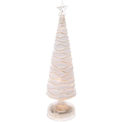 Boston International Christmas Winter Holiday LED Tabletop Tree Decoration, Large, Champagne & White