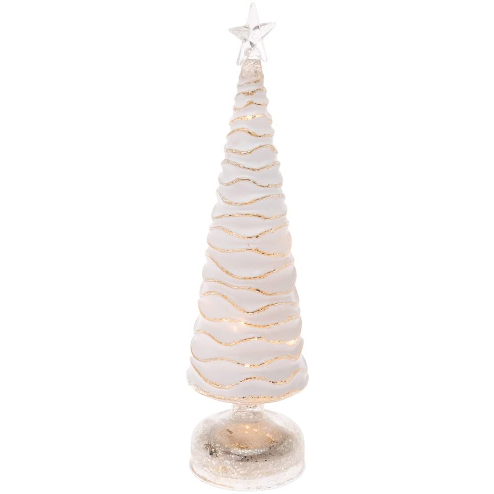 Boston International Christmas Winter Holiday LED Tabletop Tree Decoration, Large, Champagne & White