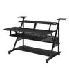 Benjara Gia 67 Inch Music Desk Studio Workstation, Keyboard Tray, Shelves, Black view 1