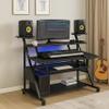 Benjara Gia 67 Inch Music Desk Studio Workstation, Keyboard Tray, Shelves, Black view 2