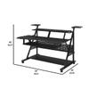 Benjara Gia 67 Inch Music Desk Studio Workstation, Keyboard Tray, Shelves, Black view 3