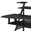 Benjara Gia 67 Inch Music Desk Studio Workstation, Keyboard Tray, Shelves, Black view 4