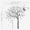 Large Tree Wall Decal Sticker with owl, Moon and Stars Nursery Mural Decoration 088 (Leaning Left, All White) view 2