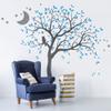 Large Tree Wall Decal Sticker with owl, Moon and Stars Nursery Mural Decoration 088 (Leaning Right, Dark Grey, Ice Blue, Middle Grey) view 1