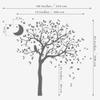 Large Tree Wall Decal Sticker with owl, Moon and Stars Nursery Mural Decoration 088 (Leaning Right, Dark Grey, Ice Blue, Middle Grey) view 2